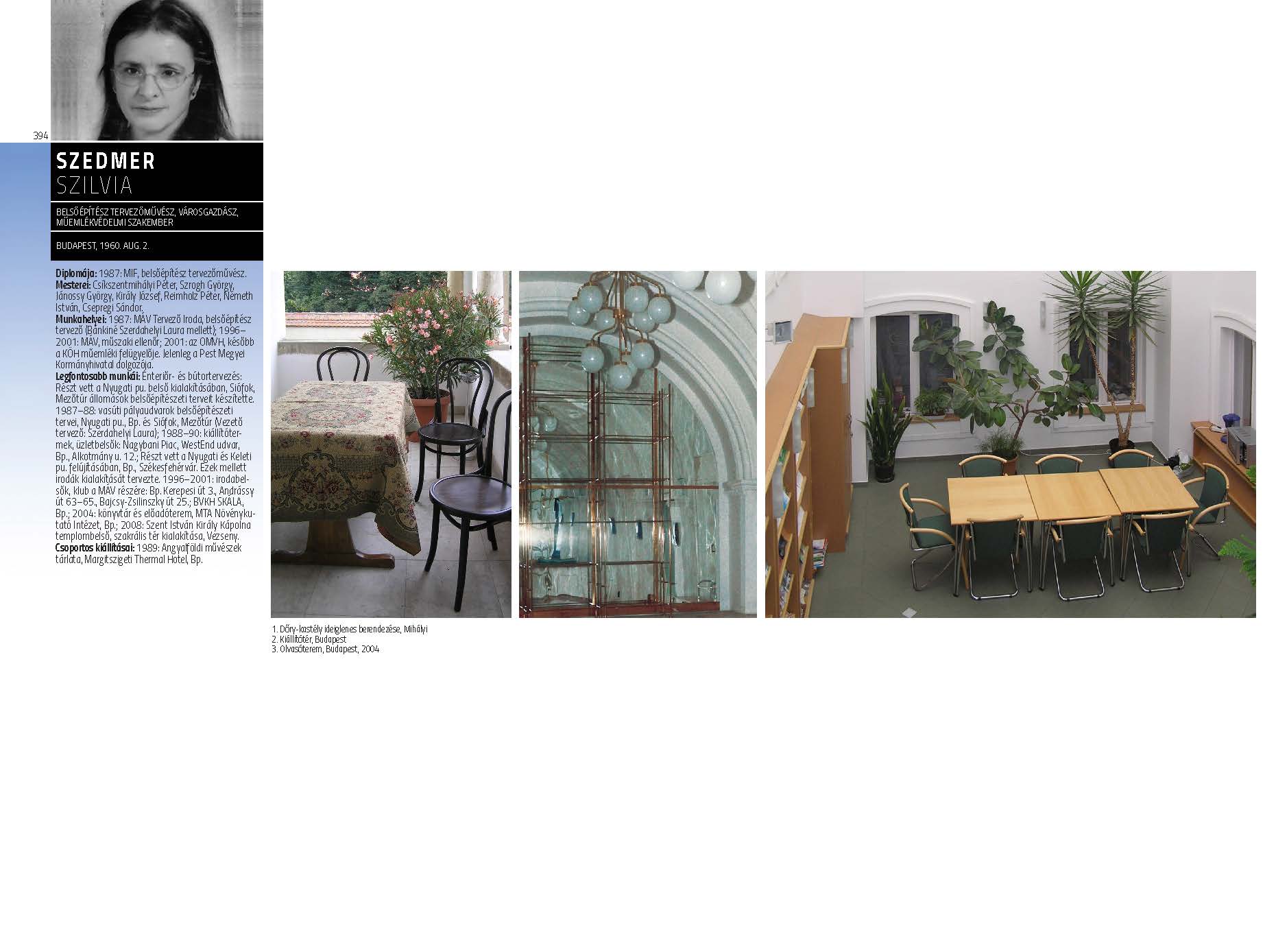 Szedmer Szilvia - belsőépítész tervezőművész, városgazdász, műemlékvédelmi szakmérnök